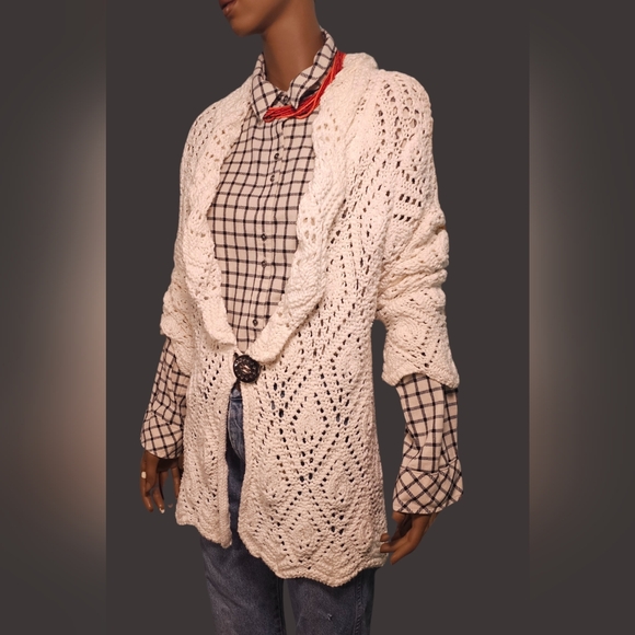 100% cotton vintage Cardigan Brand Willow With Cool Big Wooden Button - Picture 5 of 5